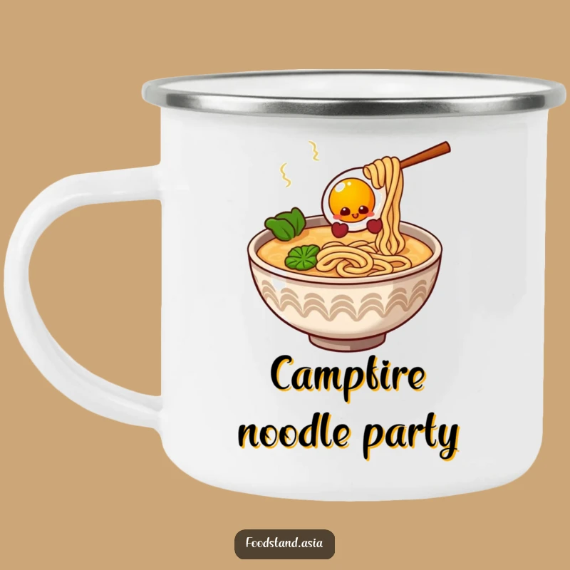 Funny Ramen Camping Mug: Giggling Noodles Egg Outdoor Gift for Campers