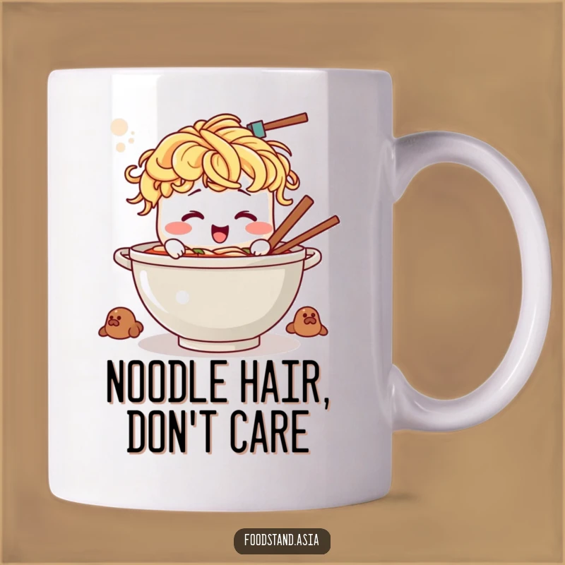 Funny Ramen Bowl Mug: Giggling Noodle Hair Chef Stirring Up Laughter, Perfect Gift