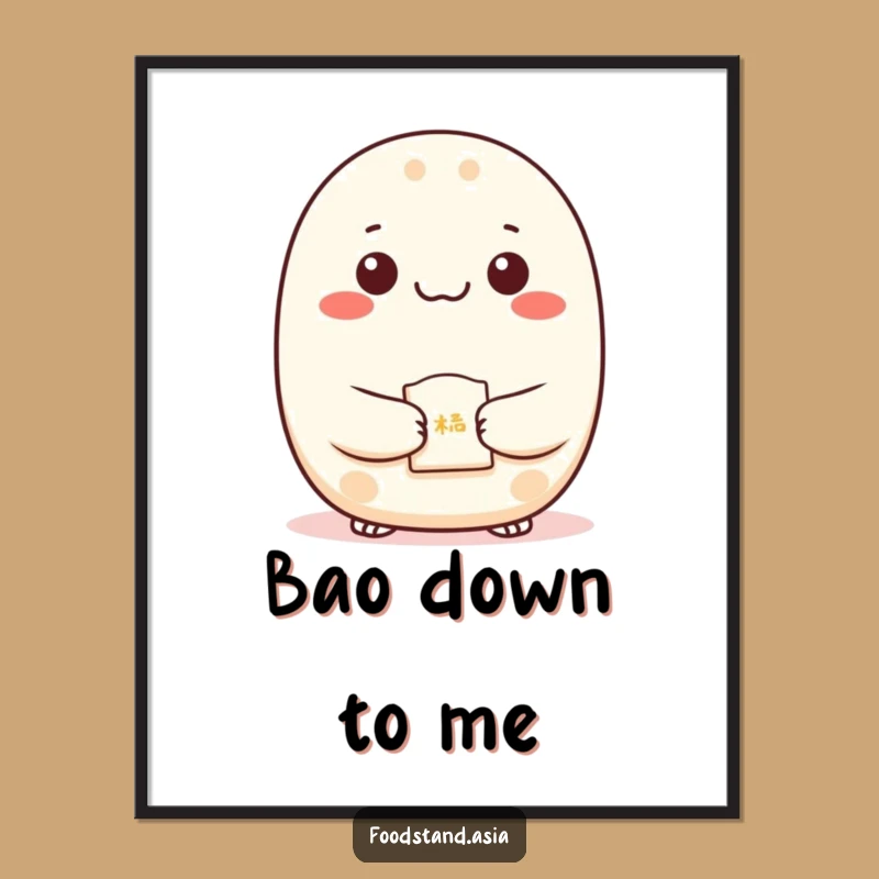 Funny Bao Digital Print: Content Cookie Wall Art Gift for Luck