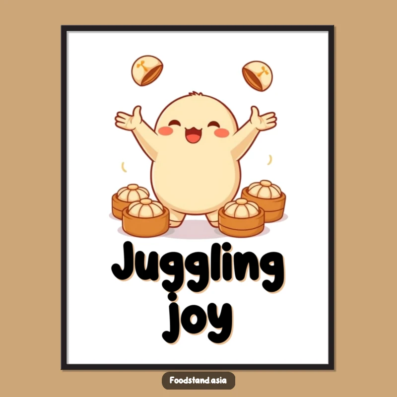 Funny Dumpling Juggling Digital Print: Bun Action - Instant Funny Gift