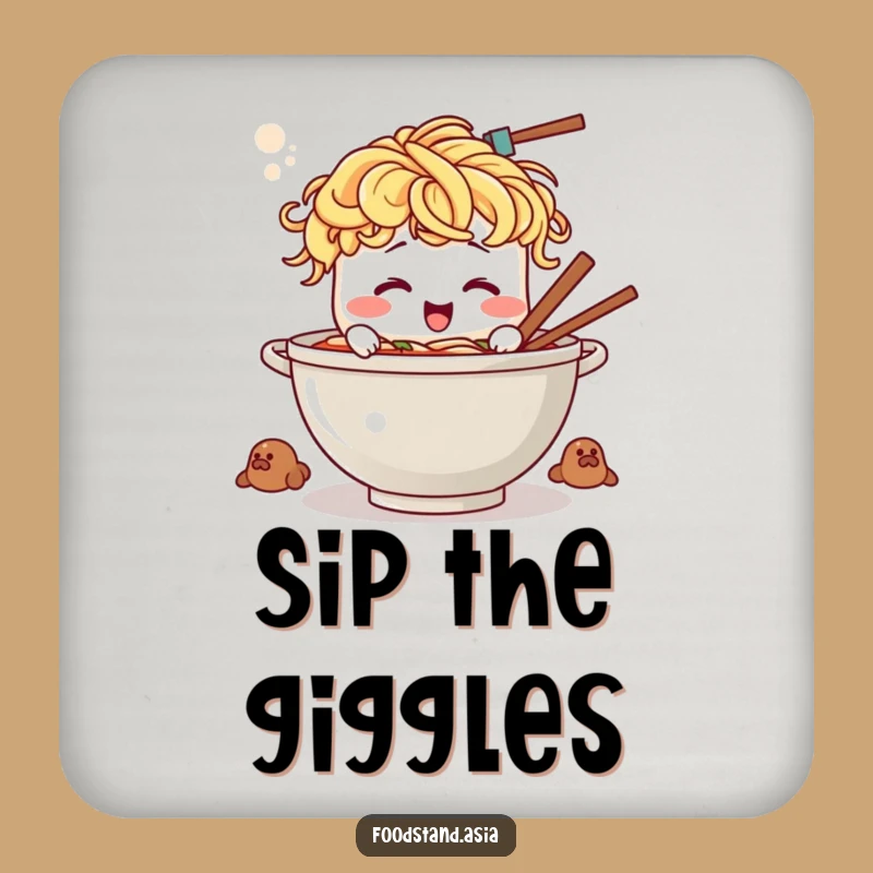 Funny Ramen Coaster: Giggling Noodle Hair Bowl Protector, Sip with a Smile
