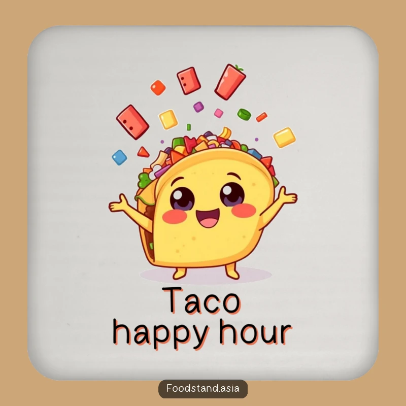 Funny Taco Juggling Coaster: Cheerful Fiesta Table Decor