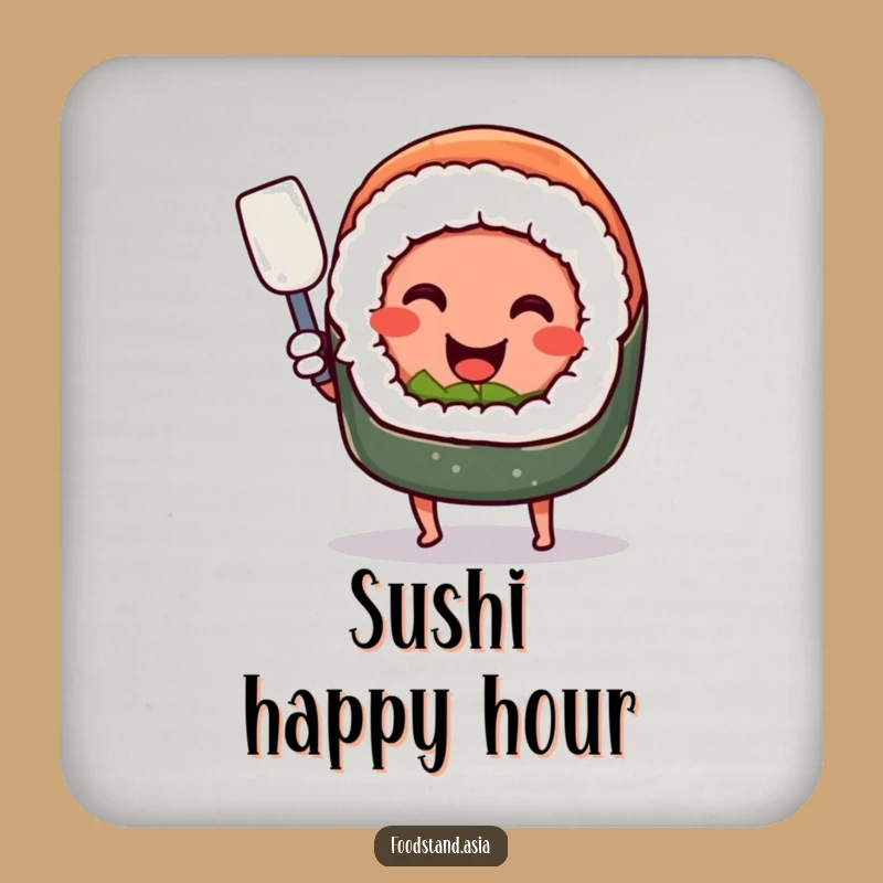 Funny Sushi Spatula Coaster: Smiling Chef Table Decor