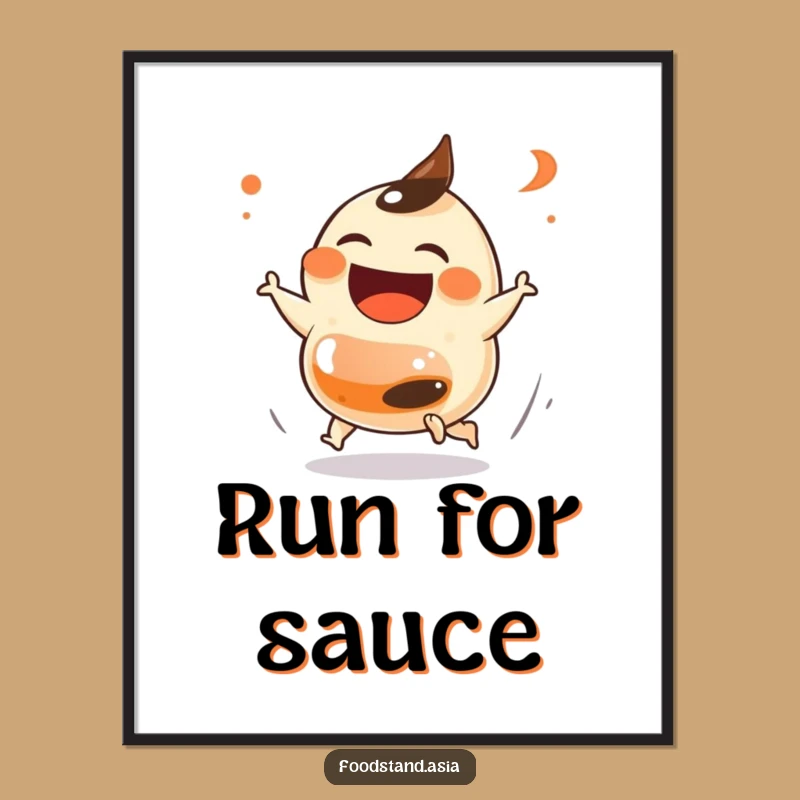 Funny Dumpling Chase Poster: Add Playful Humor to Your Walls, Perfect Gift!