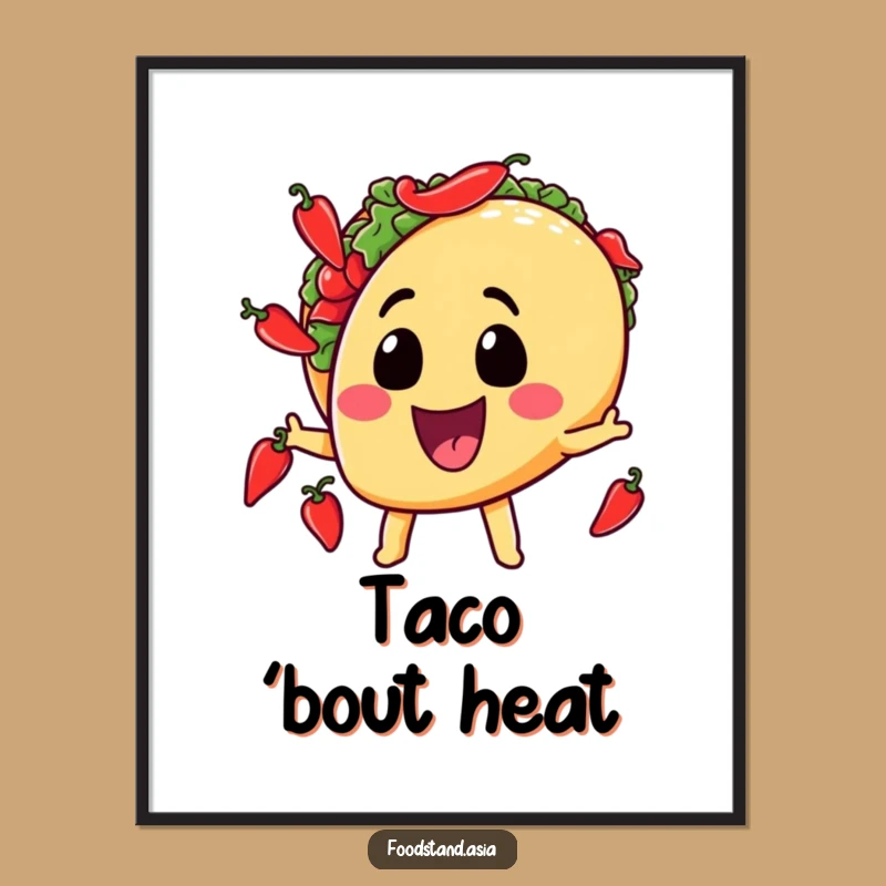 Funny Taco Poster: Chili Juggling Art for Lively Gift Decor