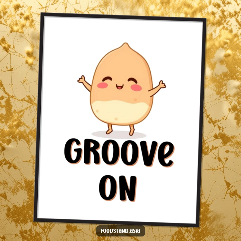 Funny Takoyaki Dance Poster featuring a happy Japanese street food item with tiny feet performing a lively dance, adding cheer.