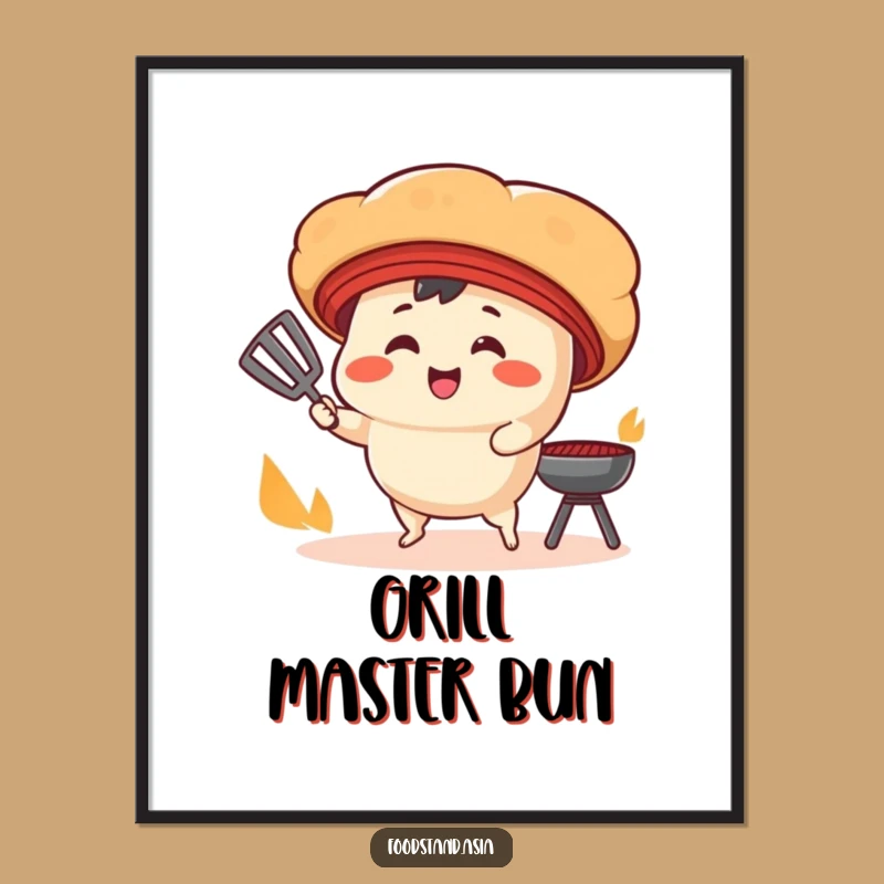 Funny Bao Bun Grilling Poster: Deliciously Humorous Art for Food Lovers