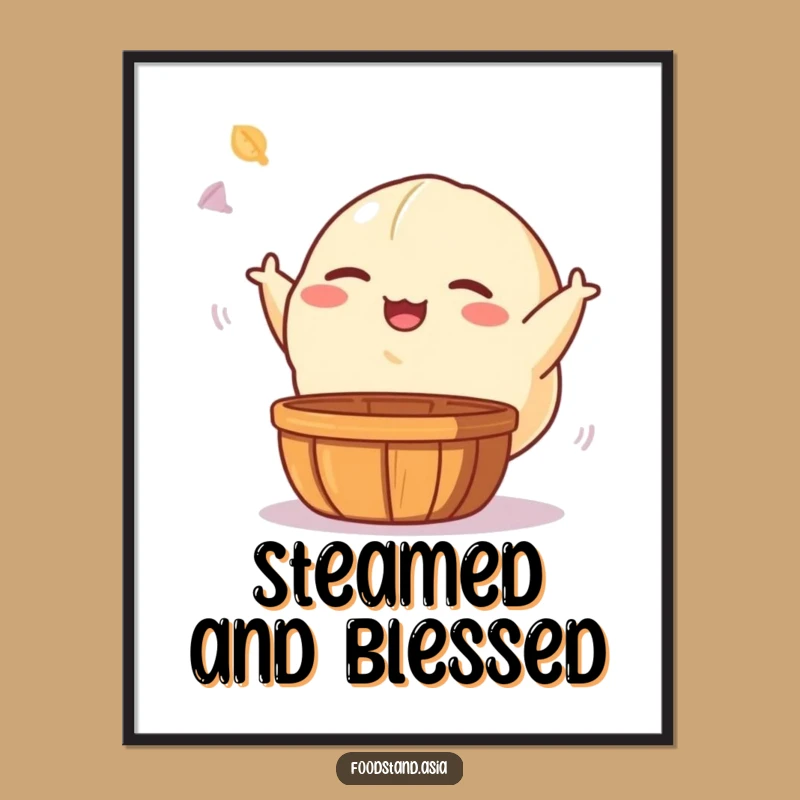 Funny Dumpling Poster: Giggling Dim Sum Toss Art for Whimsical Gift Decor