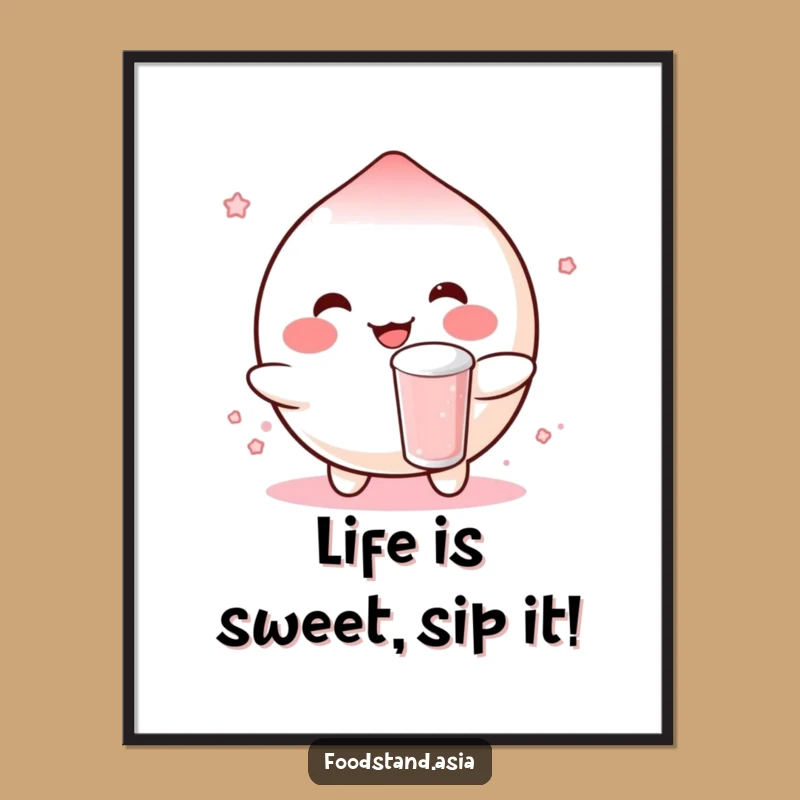 Free Printable Funny Mochi Art - Boba Drink Downloadable Poster Gift