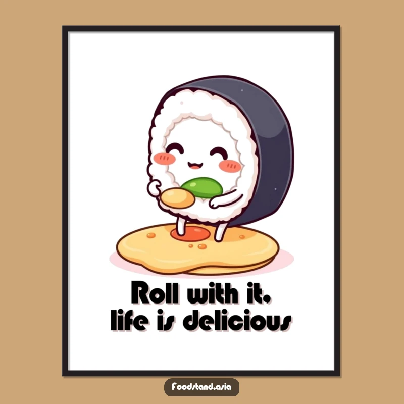 Funny Free Printable Sushi Wall Art: Anthropomorphic Sushi Pancake Decor