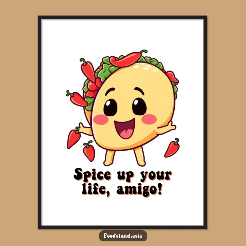 Free Printable Funny Taco Art - Juggling Chili Downloadable Poster Gift