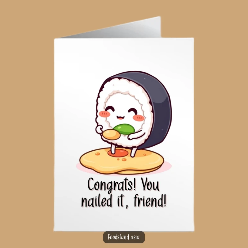 Free Printable Sushi Congrats Card: Funny Sushi Roll Celebration