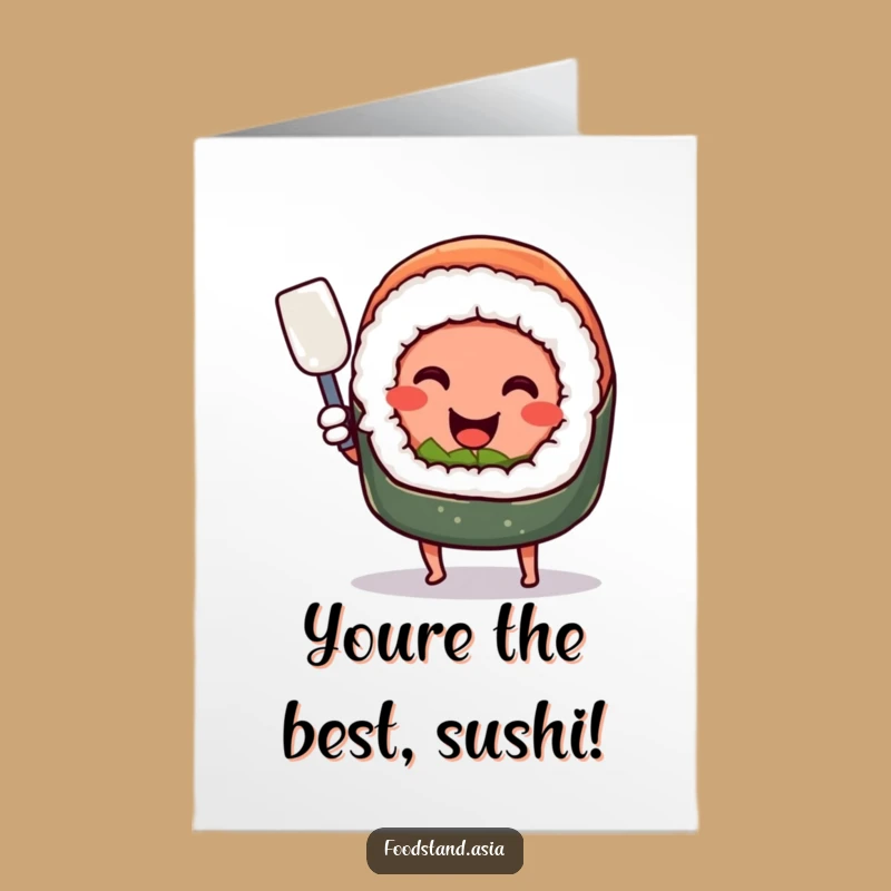 Free Printable Congrats Card: Sushi Chef's Spatula Skills, Funny Foodie Win, Downloadable!