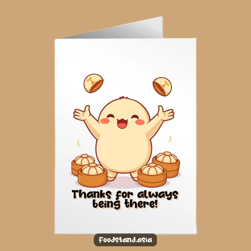 Free Printable Dumpling Thank You Card: Funny Juggling Dumpling Gratitude