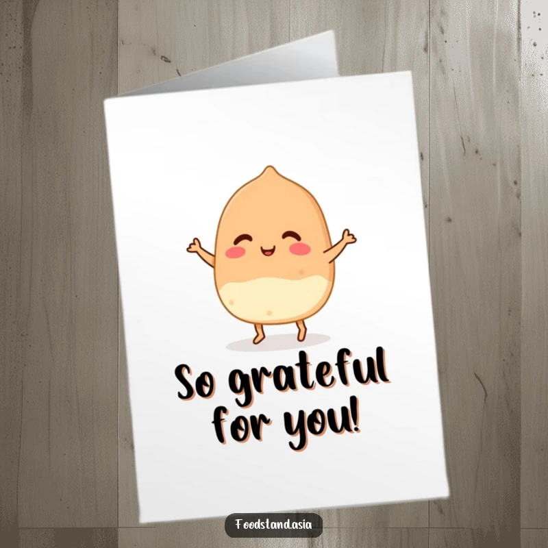 Funny Free Printable Thank You Card with a smiling takoyaki performing a tiny dance, expressing gratitude humorously.
