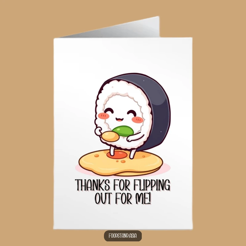 Free Printable Sushi Thank You Card: Funny Sushi Roll Gratitude