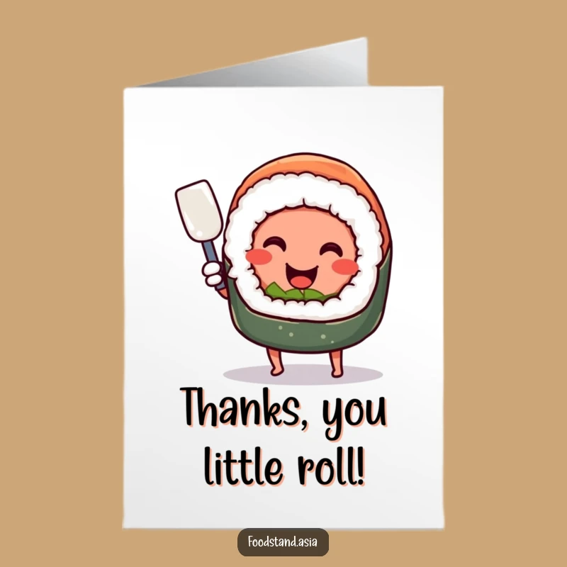 Free Printable Thank You Card: Sushi Chef's Spatula Thanks, Funny Foodie Gratitude, Downloadable!