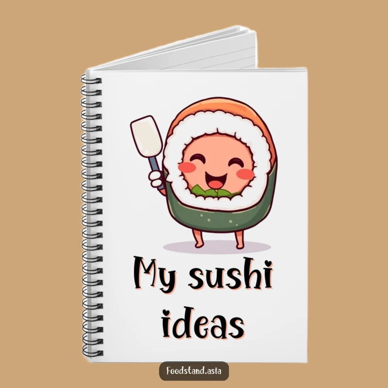 Funny Sushi Spatula Notebook: Smiling Chef Journal for Recipes