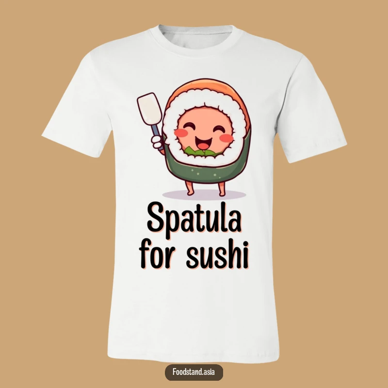 Funny Sushi Spatula T-Shirt: Smiling Chef Foodie Humor Tee